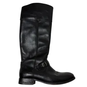 FRYE Women's Boots Lindsay Spur 76985 Tall Riding Harness Black Leather SZ 7.5B