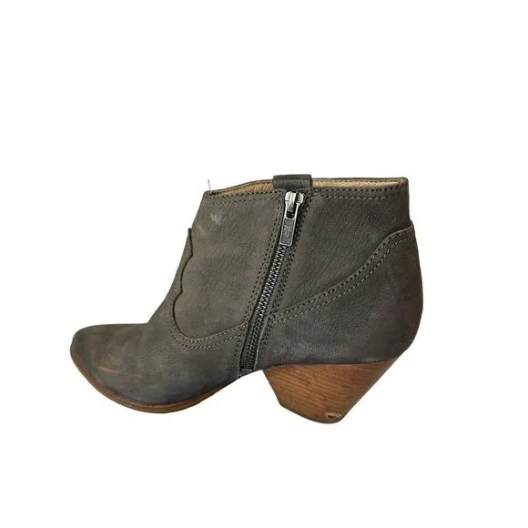 Frye Womens Reina Jea Western Ankle Boots Nubuck Leather Gray Zip Up sz 8