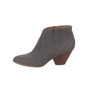 Frye Womens Reina Jea Western Ankle Boots Nubuck Leather Gray Zip Up sz 8
