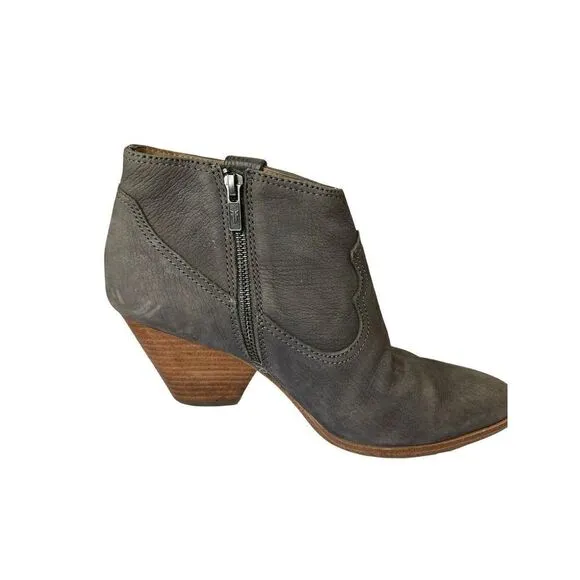 Frye Womens Reina Jea Western Ankle Boots Nubuck Leather Gray Zip Up sz 8
