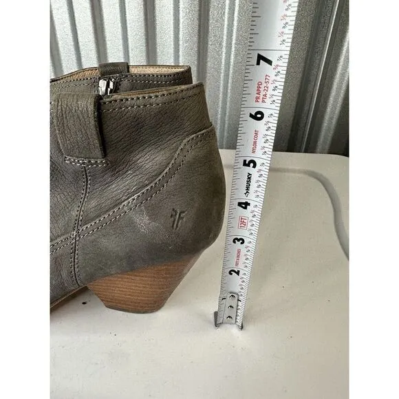 Frye Womens Reina Jea Western Ankle Boots Nubuck Leather Gray Zip Up sz 8