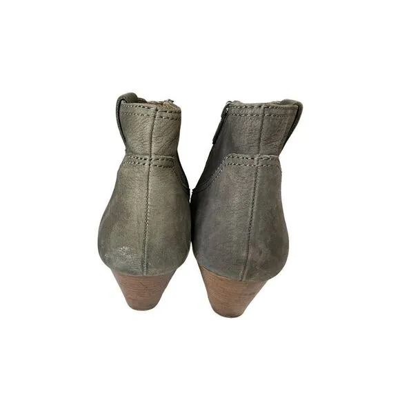 Frye Womens Reina Jea Western Ankle Boots Nubuck Leather Gray Zip Up sz 8