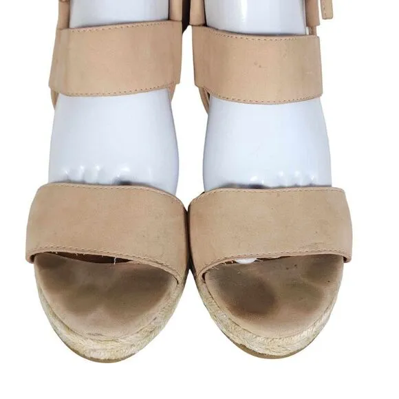 FRYE Women's Roberta Ghillie US 10M Light Pink Leather Espadrille Wedge Sandals
