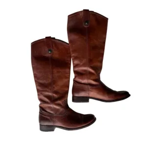 Frye Women's Melissa Button 2 Knee High Riding Boots Brown Size 6.5 B