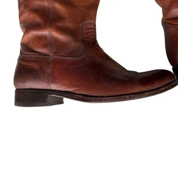 Frye Women's Melissa Button 2 Knee High Riding Boots Brown Size 6.5 B