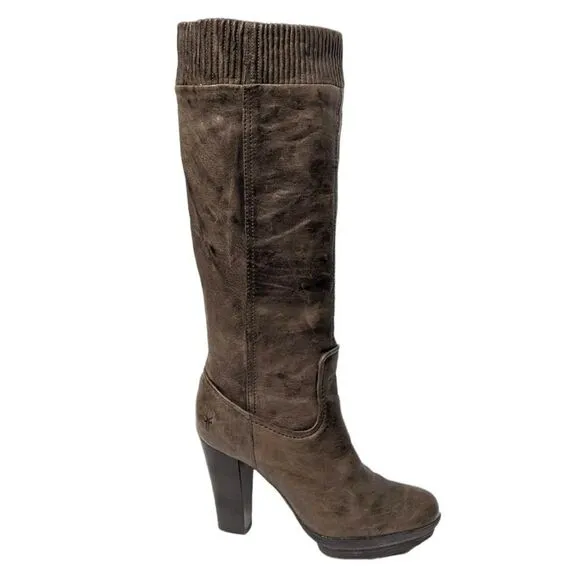 FRYE Mimi Scrunch Leather Platform Boots 7