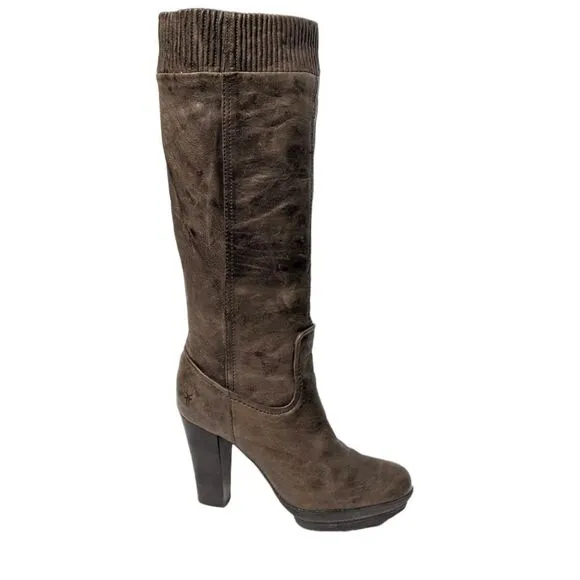 FRYE Mimi Scrunch Leather Platform Boots 7