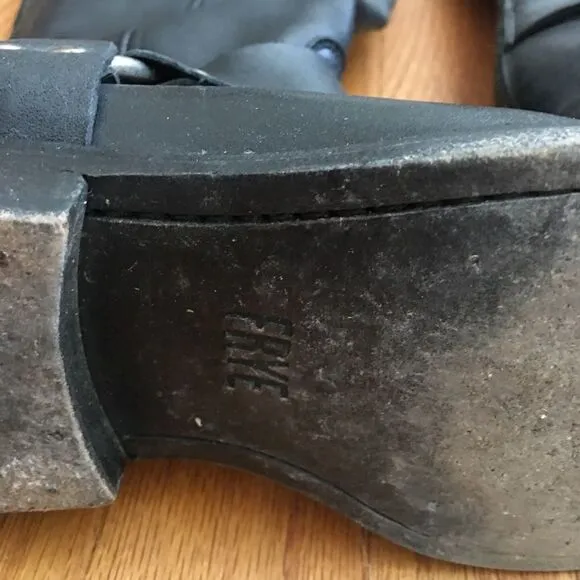 Frye Phillip Tall Harness Black Leather Boots | Size 6.5