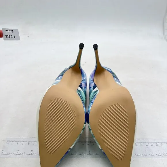 FSJ Women Classic Pointed Toe High Heels Stiletto Pumps Office Lady Blue White
