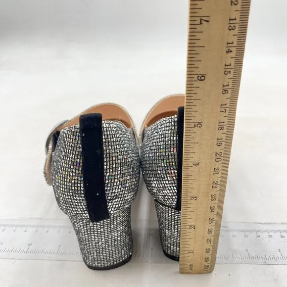 FSJ Women's Mary Jane Shoes Low Block Heels Closed Round Toe Rhinestones Shoes