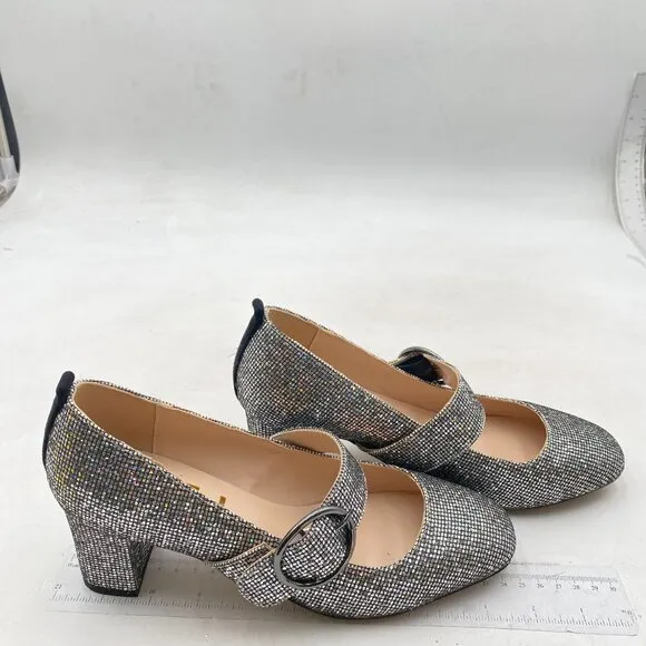 FSJ Women's Mary Jane Shoes Low Block Heels Closed Round Toe Rhinestones Shoes