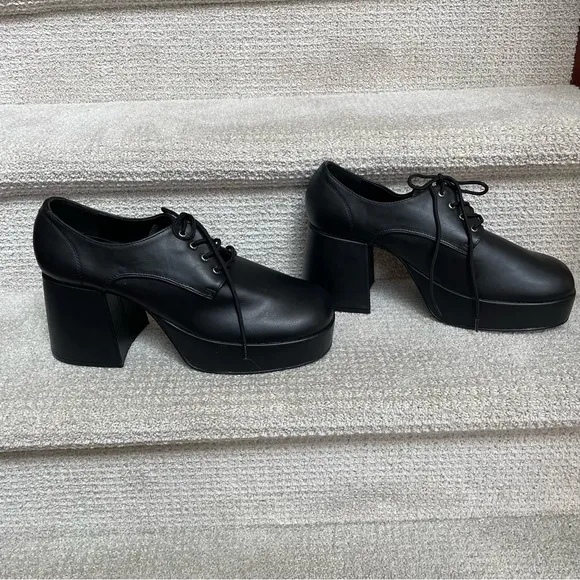 Funtasma Men's Disco Retro Black Polyurethane Lace Up Platform Shoes Halloween