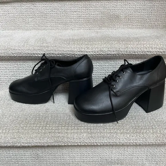 Funtasma Men's Disco Retro Black Polyurethane Lace Up Platform Shoes Halloween