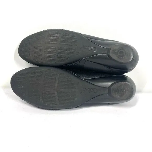 Gabor Black Leather Ballet Flats Women Size 7.5 UK 4.5 Slip on