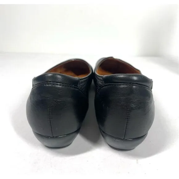 Gabor Black Leather Ballet Flats Women Size 7.5 UK 4.5 Slip on