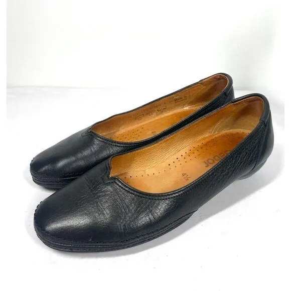 Gabor Black Leather Ballet Flats Women Size 7.5 UK 4.5 Slip on
