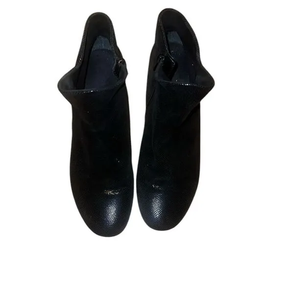 Gabor Black Leather Black Ankle Boots with Low Heel  Size 9