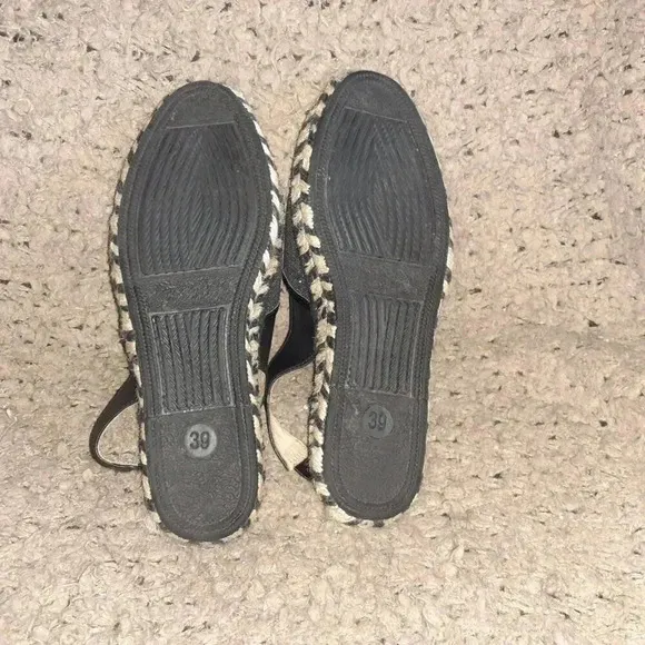 GAIMO-Black/Silver Flatform Espadrille Sandals-Anthropologie-Sz 39-Near Mint