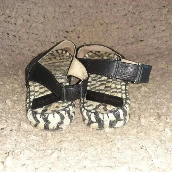 GAIMO-Black/Silver Flatform Espadrille Sandals-Anthropologie-Sz 39-Near Mint