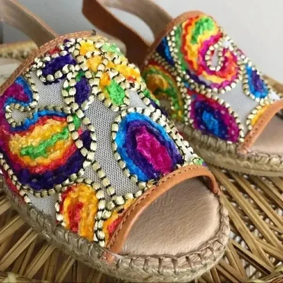 Gaimo Multicolor Embroidered Espadrille Sandals 39