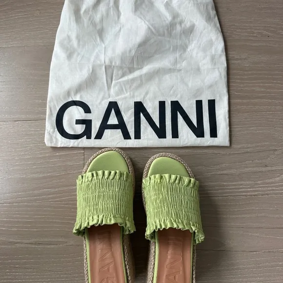 Ganni Smock Espadrille Wedge Sandals