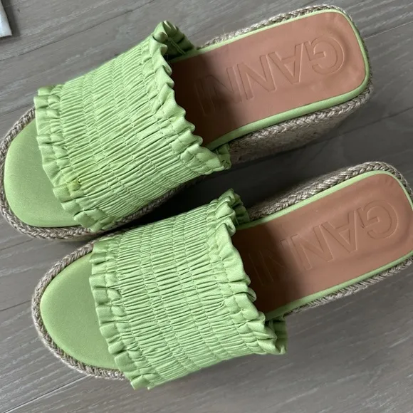 Ganni Smock Espadrille Wedge Sandals