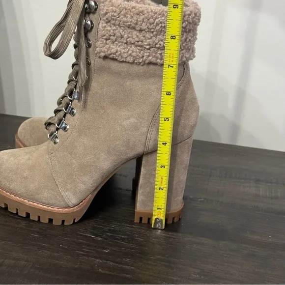 GB Gianni Bini Sight See Shearling Lug Sole Suede Hike Platform Boots Bootie 6.5