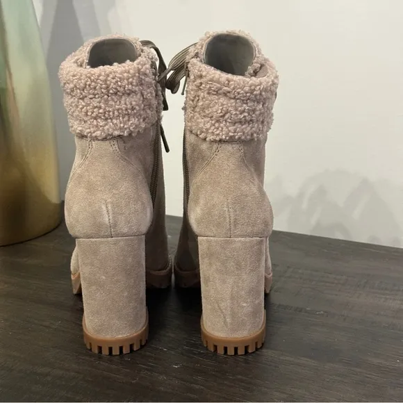 GB Gianni Bini Sight See Shearling Lug Sole Suede Hike Platform Boots Bootie 6.5