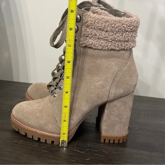 GB Gianni Bini Sight See Shearling Lug Sole Suede Hike Platform Boots Bootie 6.5