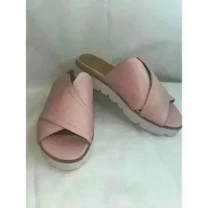 Gentle Souls by Kenneth Cole Women's Pink Lavern X-Band Platform Sandals Sz 9