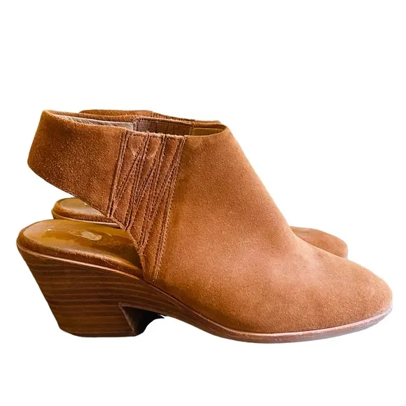 Gentle Souls Cognac Marlie Slingback Suede Block Heel Sling Back Shoes