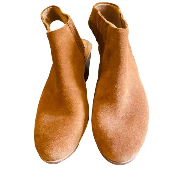 Gentle Souls Cognac Marlie Slingback Suede Block Heel Sling Back Shoes