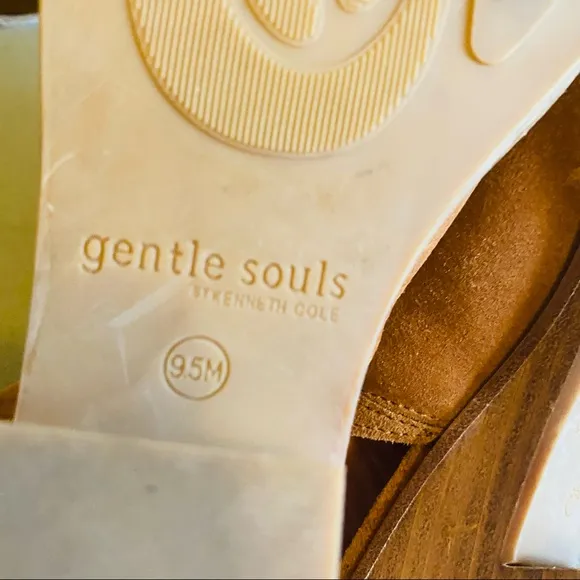 Gentle Souls Cognac Marlie Slingback Suede Block Heel Sling Back Shoes