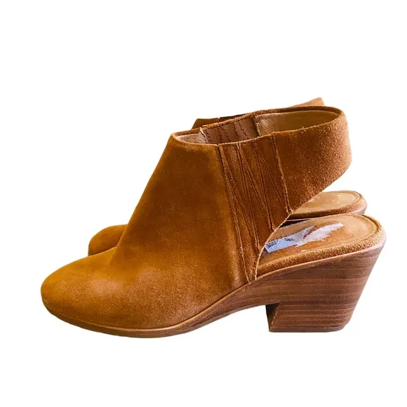 Gentle Souls Cognac Marlie Slingback Suede Block Heel Sling Back Shoes