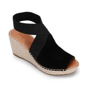 Gentle Souls Kenneth Cole Black Peep Toe Espadrille Wedge Colleen Sandal Sz 8.5