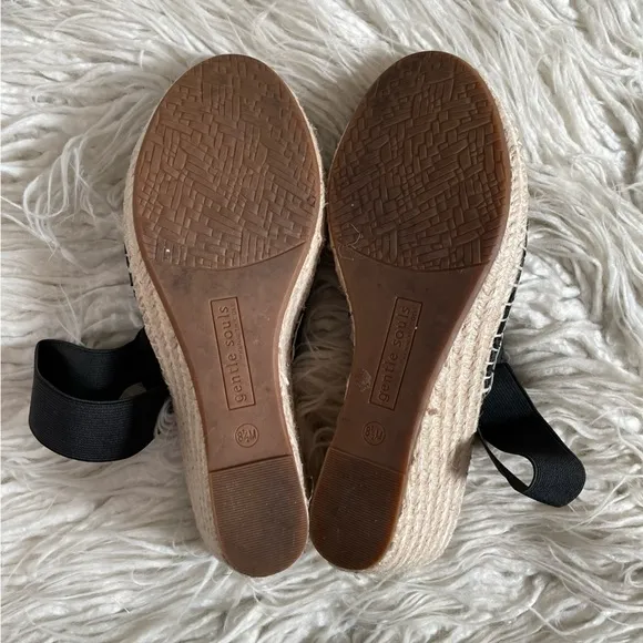 Gentle Souls Kenneth Cole Black Peep Toe Espadrille Wedge Colleen Sandal Sz 8.5