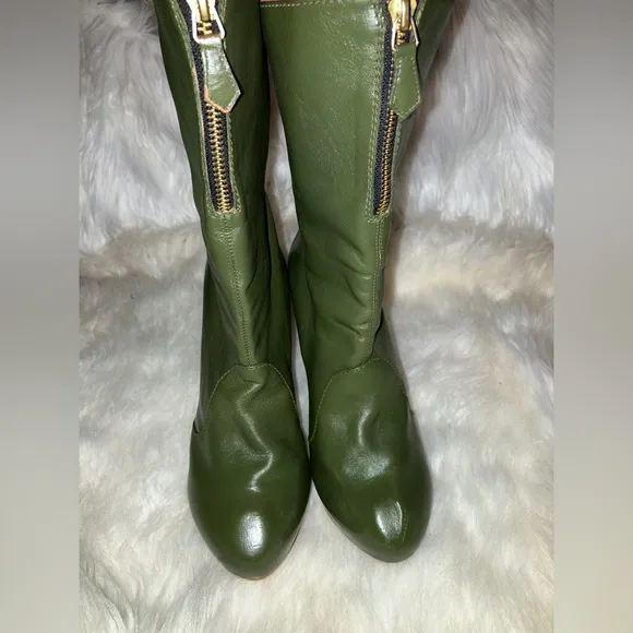 Georgina Goodman ladies green pirate-style platform calf boots NWOT