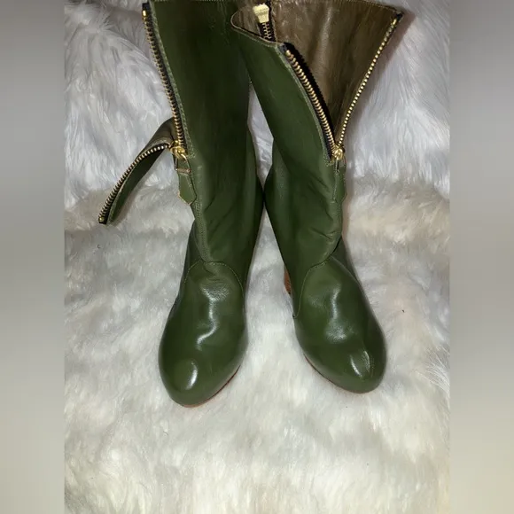 Georgina Goodman ladies green pirate-style platform calf boots NWOT
