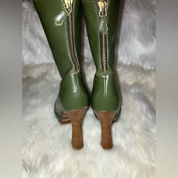 Georgina Goodman ladies green pirate-style platform calf boots NWOT