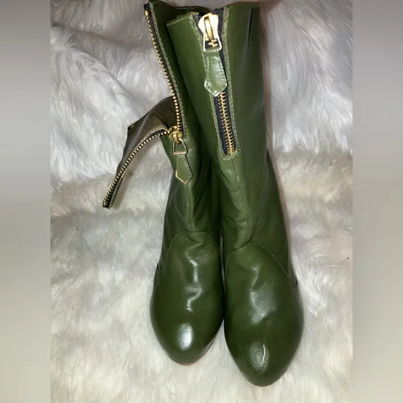 Georgina Goodman ladies green pirate-style platform calf boots NWOT