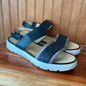 Geox respira strappy platform white sidewalk leather glitter sandals. Sz 39