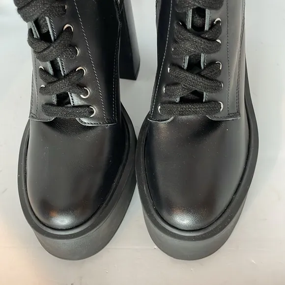 Gianni bini black leather combat boot platform 9 New