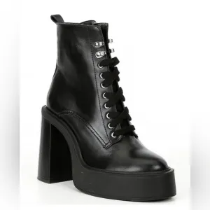 Gianni bini black leather combat boot platform 9 New