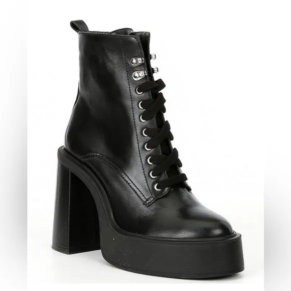 Gianni bini black leather combat boot platform 9 New