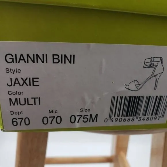 GIANNI BINI Jaxie Multicolored Ankle Strap Stiletto Heel Sandals Shoes 7.5