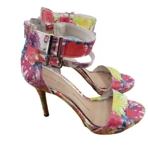 GIANNI BINI Jaxie Multicolored Ankle Strap Stiletto Heel Sandals Shoes 7.5