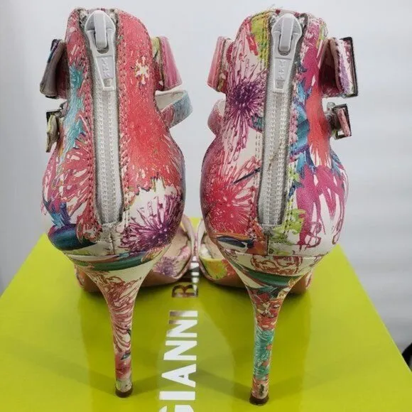 GIANNI BINI Jaxie Multicolored Ankle Strap Stiletto Heel Sandals Shoes 7.5