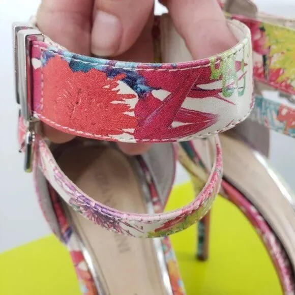 GIANNI BINI Jaxie Multicolored Ankle Strap Stiletto Heel Sandals Shoes 7.5