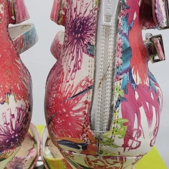 GIANNI BINI Jaxie Multicolored Ankle Strap Stiletto Heel Sandals Shoes 7.5