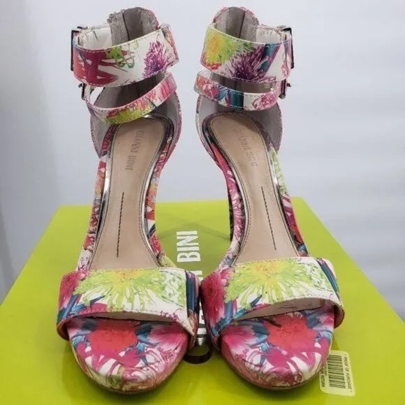 GIANNI BINI Jaxie Multicolored Ankle Strap Stiletto Heel Sandals Shoes 7.5